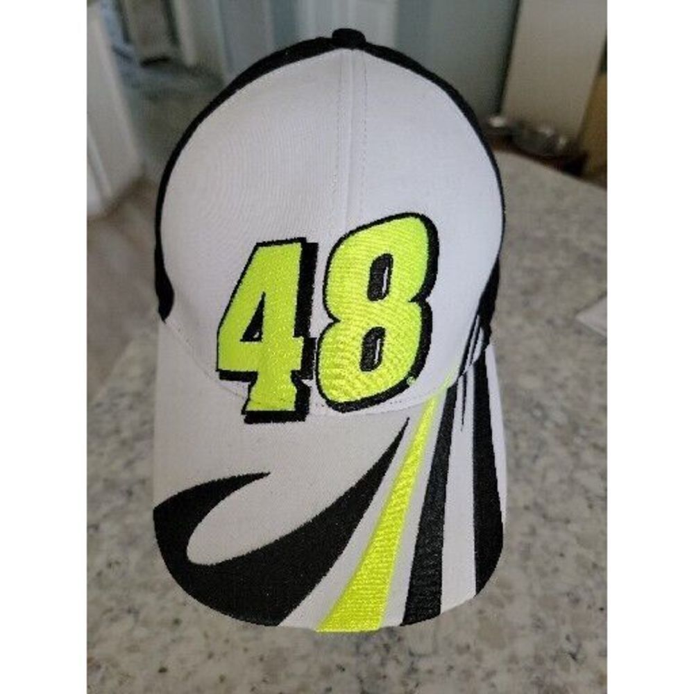 Hendrick 48 Hat Racing Adult Size Black White‎ Adjustable Hat Cap Nascar